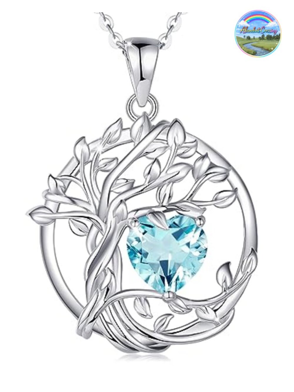 Sterling Silver Tree of Life Birthstone Pendant Necklace for Women